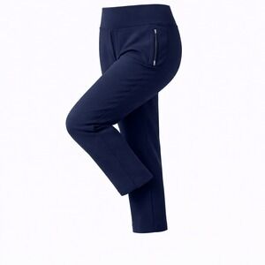 Athleta Endless Ankle Pant Navy Blue Size 18 Zip Pockets Pull On Comfort